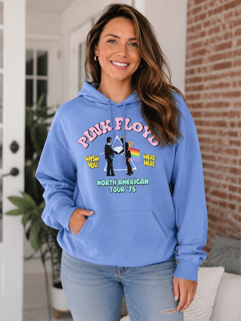 Pink Floyd Wish You Were Here North American Tour 75 Pullover Hoodie- Size XL